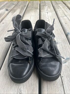 Puma Lace-Up Sneakers with Striped Ribbon Laces